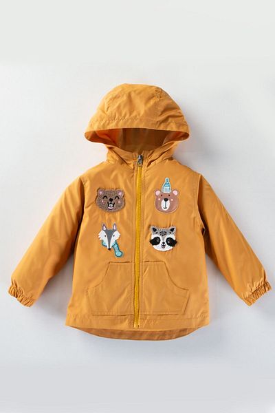 MDM Panda Bear Print Cotton Lined Raincoat Coat for Baby Girls Boys - Hooded and Pocketed