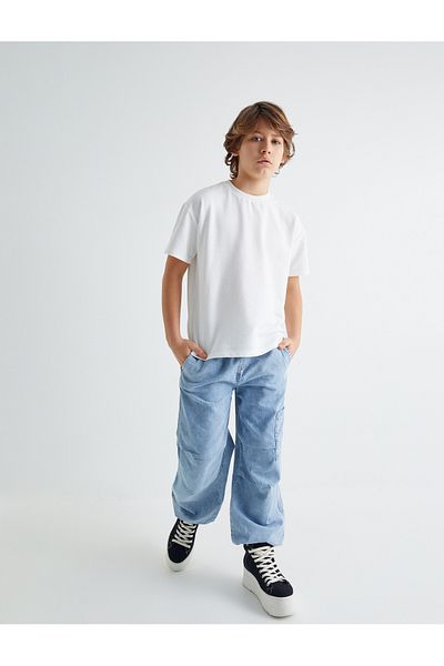 Koton Τζιν Jogger με τσέπες λεπτομέρειας με στρώσεις βαμβακερό - τζιν αλεξίπτωτο