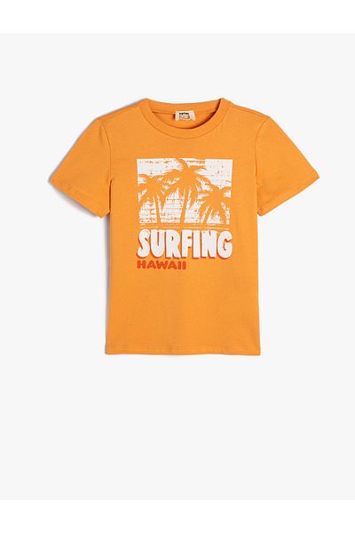 Koton T-Shirt Short Sleeve Crew Neck Surf Printed Cotton