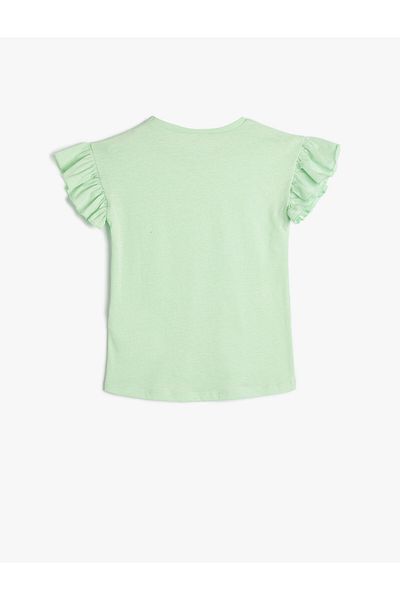 Koton Basic T-Shirt Rundhals Rüschenärmel Baumwolle