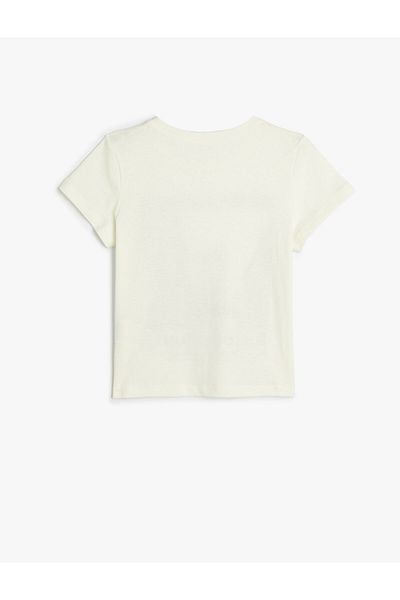 Koton Kurzärmliges Rundhals-T-Shirt aus Baumwolle mit City-Print