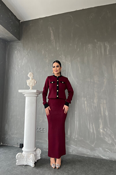 LİLA İSTANBUL Πλεκτό κοστούμι δύο τεμαχίων με λεπτομέρεια με λαιμόκοψη και κο...