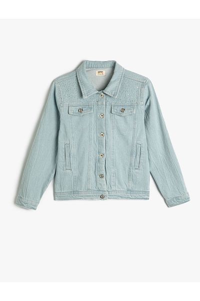 Koton Denim Jacket with Flap Pocket Detail Cotton Long Sleeve