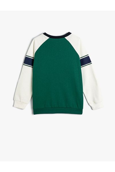 Koton College Printed Sweatshirt Color Blocked Crew Neck Raised