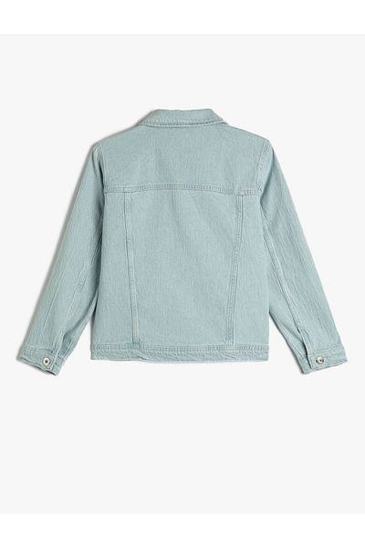 Koton Denim Jacket with Flap Pocket Detail Cotton Long Sleeve