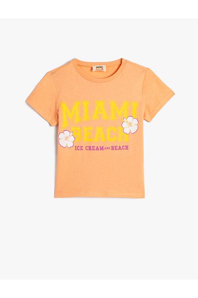 Koton Tricou cu mânecă scurtă din bumbac - Gât crew, slogan imprimat