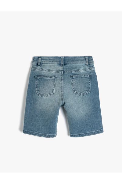 Koton Denim Shorts with Pockets Destroyed Cotton - Slim Fit