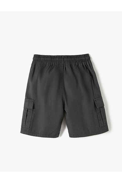 Koton Cotton Cargo Shorts - Lace-Up Waist and Pocket Side Design