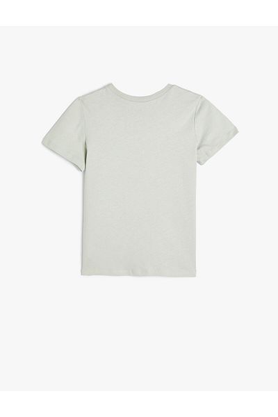 Koton T-Shirt Summer Themed Short Sleeve Crew Neck Cotton