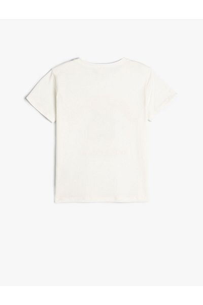 Koton Βαμβακερό κοντομάνικο μπλουζάκι - Crew Neck, Slogan Printed