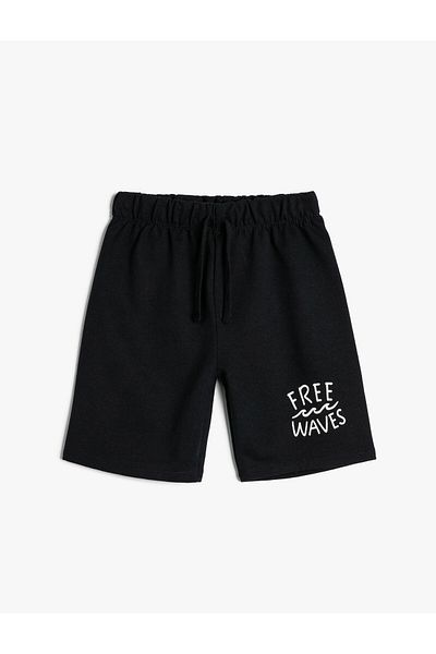 Koton Basic Shorts Slogan Printed Pockets Δέουν τη μέση