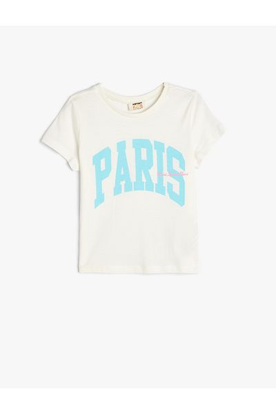 Koton T-Shirt mit Paris-Stadt-Print, kurzärmlig, Rundhalsausschnitt, Baumwolle