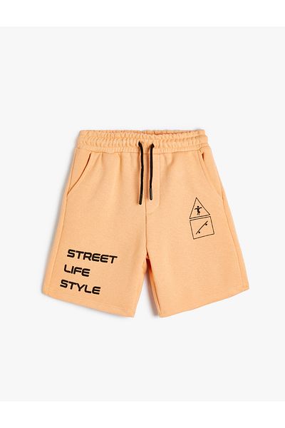 Koton Shorts Tie Waist Pocket Slogan Printed
