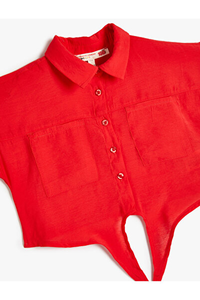 Koton Shirt Short Sleeve Tie Front Pocket Modal Blend