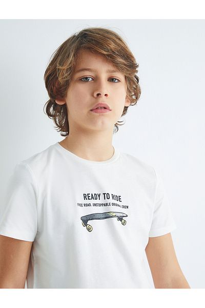 Koton Tricou din bumbac cu mânecă scurtă imprimat cu skateboard