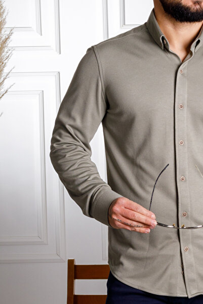 Sarar Interview Wraps Carina Modal Khaki Shirt