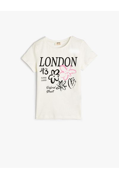 Koton Μπλουζάκι London με κοντό μανίκι, βαμβακερή λαιμόκοψη