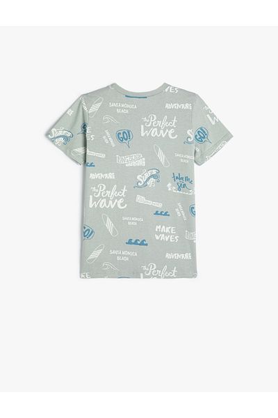 Koton Tricou Imprimat Surf mânecă scurtă Decolteu Crew Bumbac