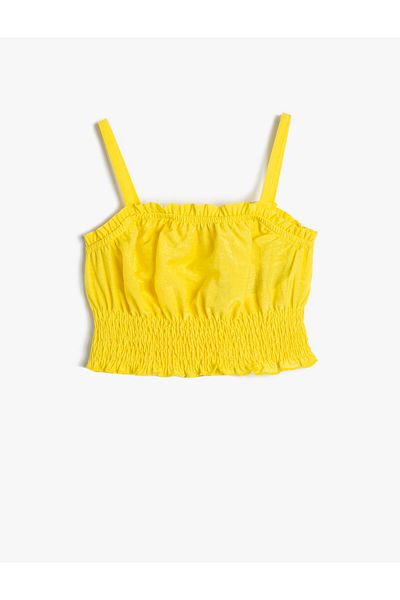 Koton Viskose Crop-Bluse mit Trägern, gerafft