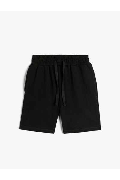 Koton Cotton Shorts with Pockets, Elastic Waist and Tie