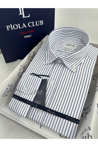 Piola Club Мъжка риза Slim Fit на райета