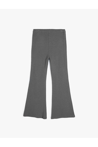 Koton Basic Flare Leg Leggings Trousers with Elastic Waist Ribbed