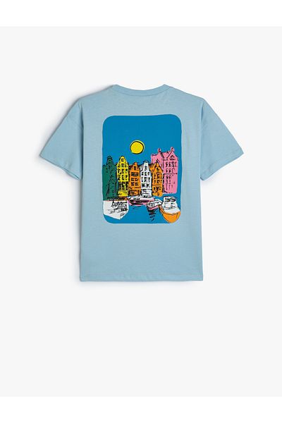 Koton Oversize tričko Amsterdam s krátkým rukávem a výstřihem z bavlny