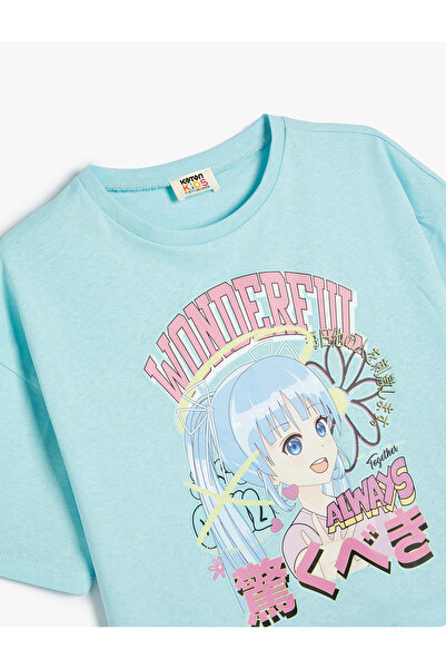 Koton Anime tričko s krátkým rukávem s potiskem z bavlny