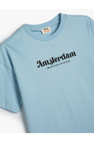 Koton Oversize tričko Amsterdam s krátkým rukávem a výstřihem z bavlny