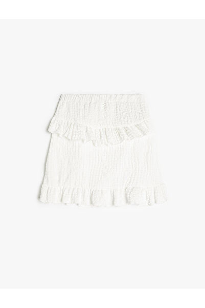 Koton Fustă Volană detaliată Talie elastică Texturată