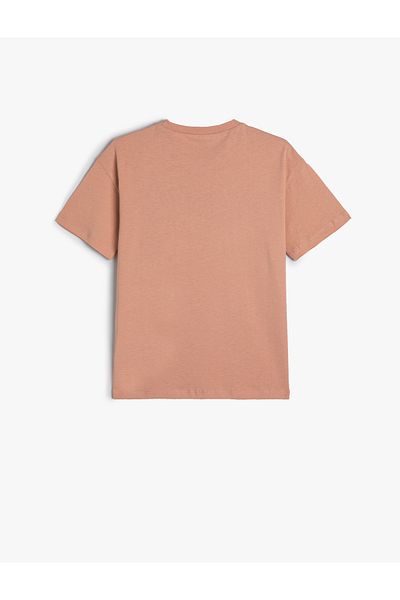 Koton Cotton Short Sleeve T-Shirt - Crew Neck, Slogan Printed