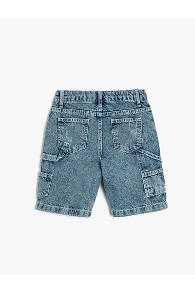 Koton Denim Shorts Frayed Detailed Pocketed Cotton