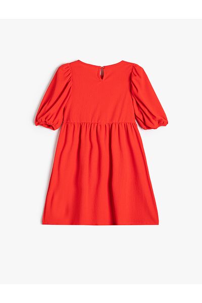 Koton Round Neck Balloon Sleeve Dress