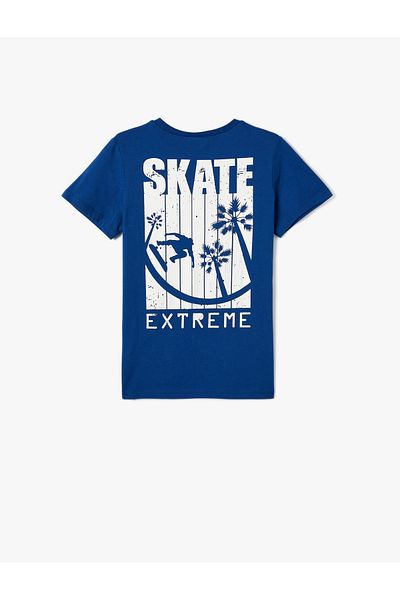 Koton Tricou cu mânecă scurtă, imprimat cu skateboard, cu gât crew din bumbac