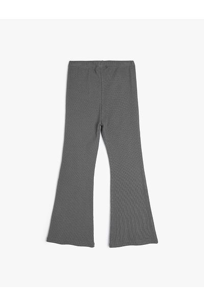 Koton Basic Flare Leg Leggings Trousers with Elastic Waist Ribbed