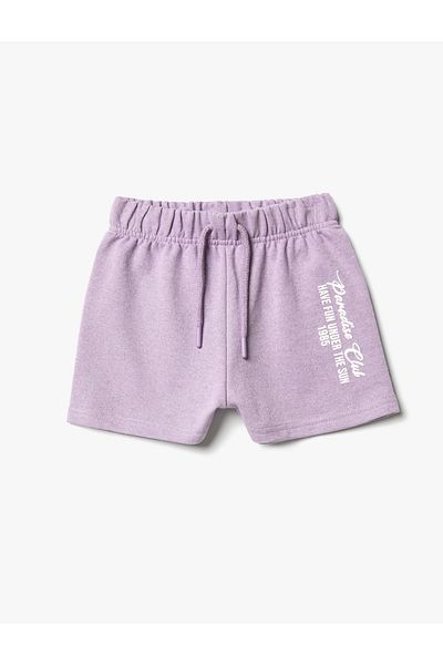 Koton Pantaloni scurți cu talie elastică și detaliu imprimeu cu slogan