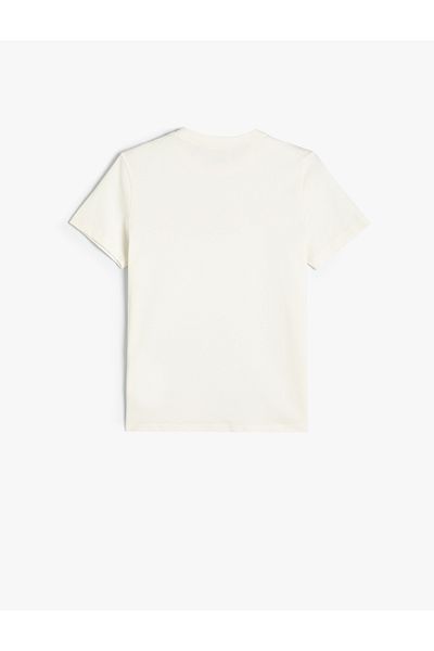 Koton Καλοκαιρινό βαμβακερό κοντομάνικο T-shirt με λαιμόκοψη