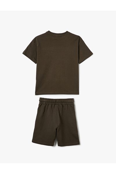 Koton 2-Piece Basic T-Shirt Shorts Set with Print Detail