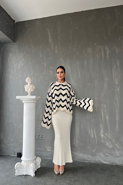 LİLA İSTANBUL Crew Neck and Bat Sleeve Double Knitwear Dress - Standard Size S/M/L/Xl