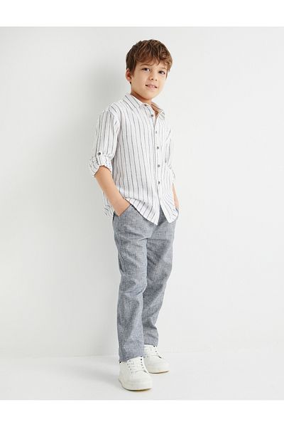 Koton Linen Trousers Tie Waist Pocket
