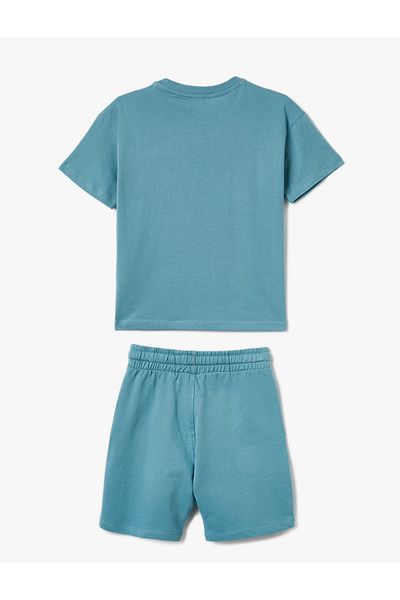 Koton 2-teiliges Basic-Set aus T-Shirt und Shorts mit Printdetail