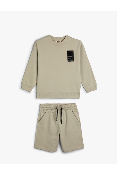 Koton Cotton 2-Piece Sweatshirt and Shorts Set - Print Detailed