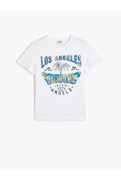 Koton Cotton Short Sleeve City Printed Crew Neck T-Shirt
