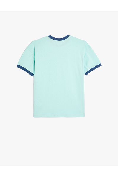 Koton Tricou brodat, cu mânecă scurtă, decolteu, bumbac