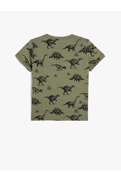 Koton T-Shirt Dinosaur printed κοντό μανίκι Crew λαιμόκοψη από βαμβάκι