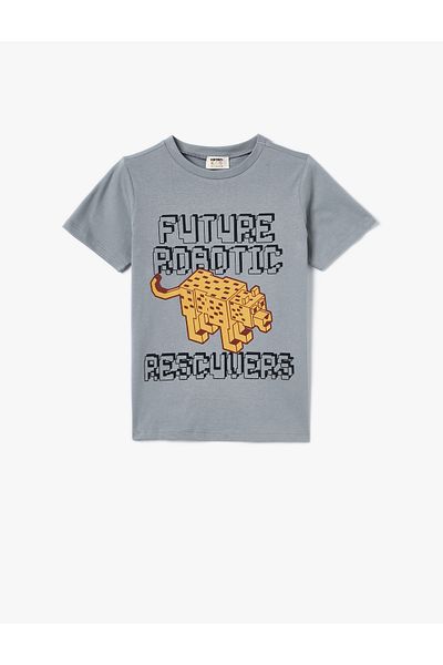 Koton Game Themed Short Sleeve Crew Neck Cotton T-Shirt