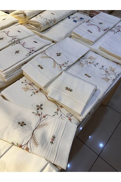 incisecrethome New Design Handcrafted Set Pique and Duvet Cover Set 7 Pieces