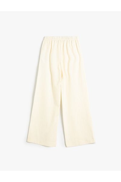 Koton Pantaloni dublu piept din in - cu centura in talie si elastic