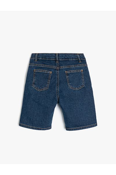 Koton Denim Shorts Pocketed Cotton Button Closure