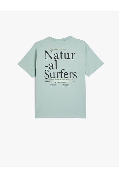 Koton Tricou cu mânecă scurtă din bumbac - Gât crew, slogan imprimat
